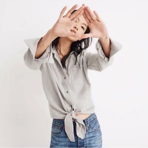 Madewell Flannel Front Tie Button Down Shirt - Picture 10 of 10